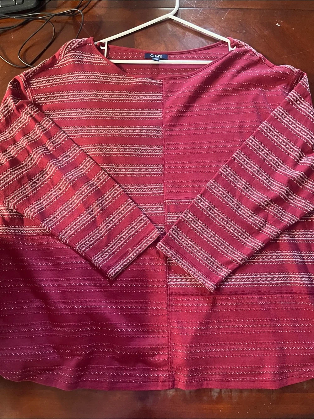 Chaps Red Striped Boatneck Knit Pullover Women’s size 2X L342